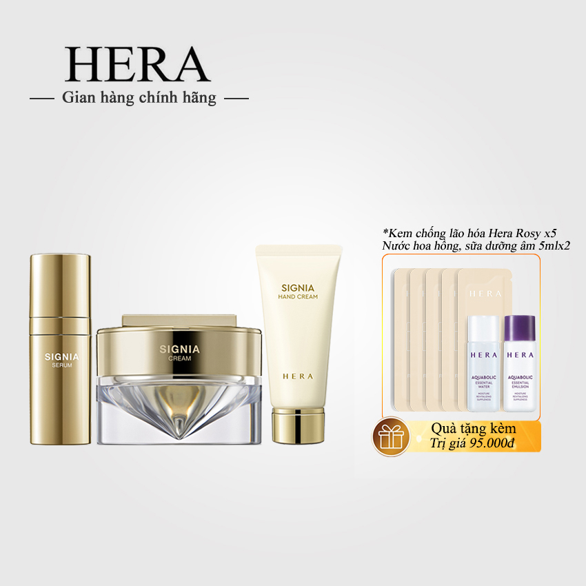 Bộ dưỡng da Hera Siania vàng 24k Trial Kit 80ml/3 pcs - Kem dưỡng da tay Signia Hera; Serum Hera Signia; Kem dưỡng Hera Signia