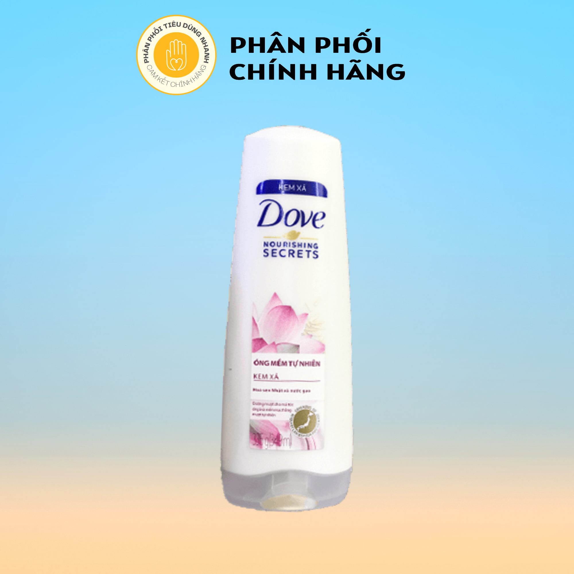 Kem Xả Dove Óng Mềm Tự Nhiên Hoa Sen Nhật Và Nước Gạo 335g