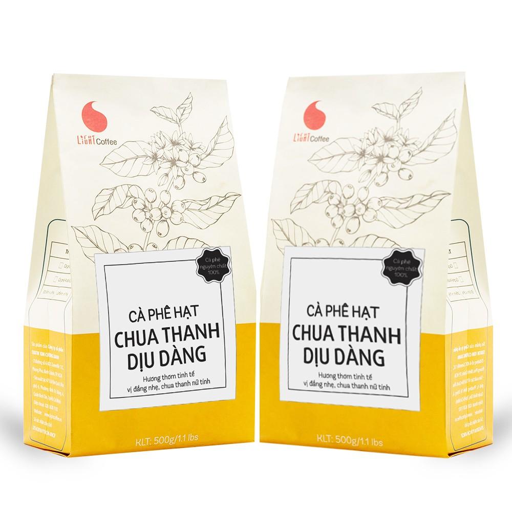 1kg cà phê hạt chua thanh dịu dàng light coffee gói 500g