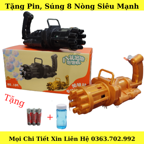 Súng bắn bong bóng 8 nòng siêu mạnh. súng thổi bong bóng xà phòng