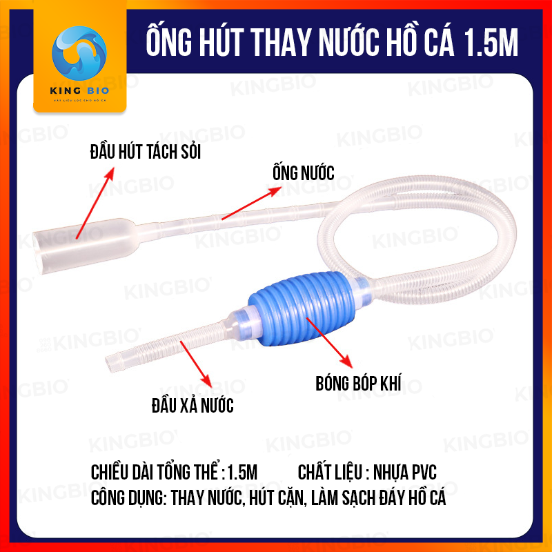 [King Bio] Dụng cụ thay nước hồ cá - Bơm tay hút phân cặn, thay nước cho bể cá