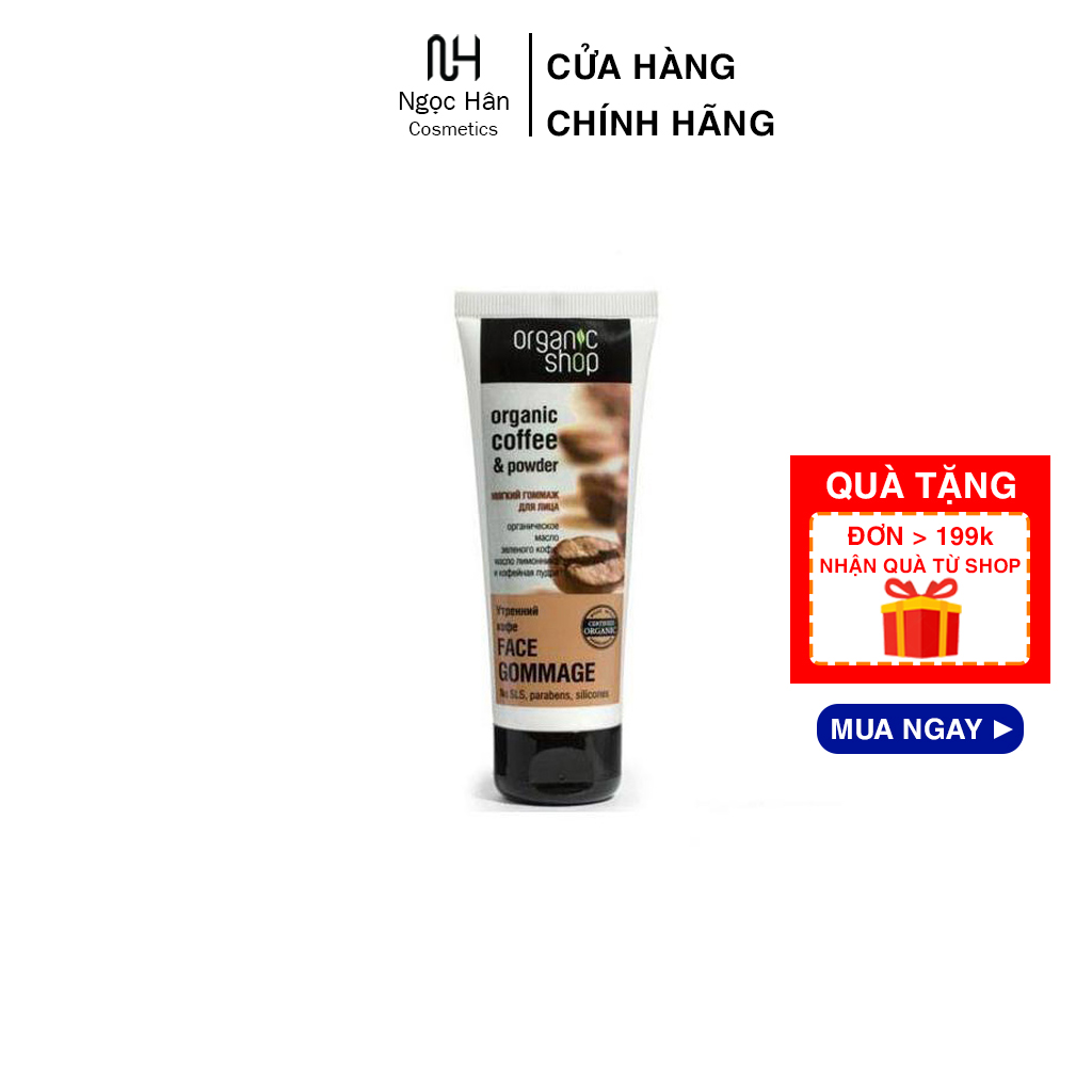 Tẩy tế bào chết mặt Cafe Organic Nga tuýp 75g
