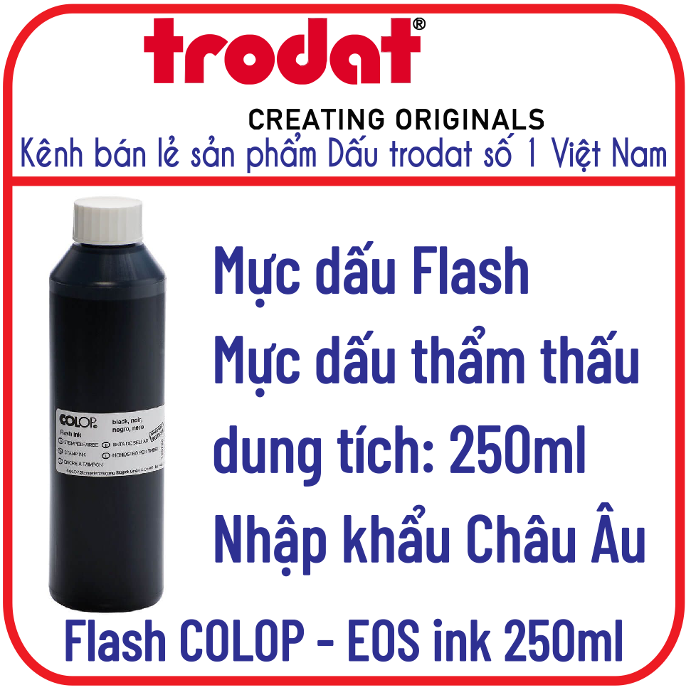 Mực dấu Flash dung tích 250ml dùng cho con dấu thẩm thấu