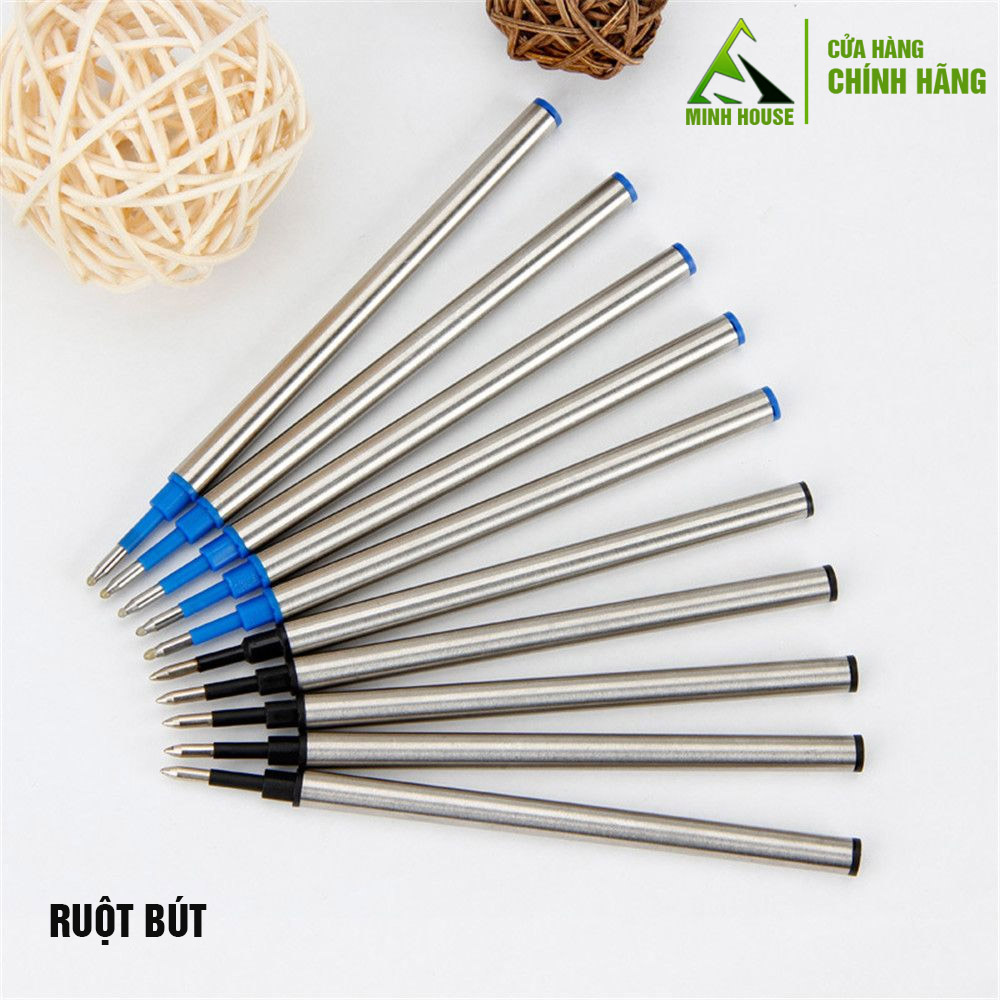 10 Ruột bút ký cao cấp Bi 0.5 mm Xanh dòng parker vuông Minh House