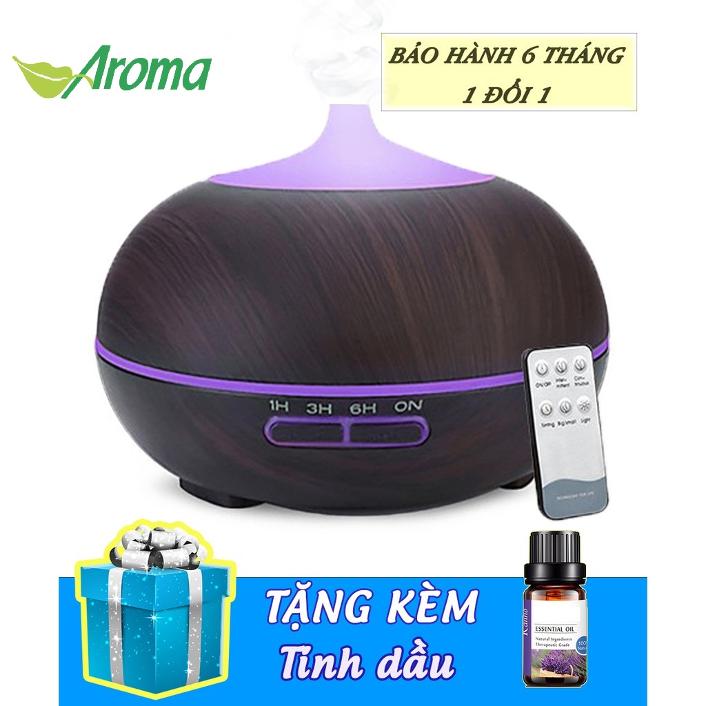(Tặng Tinh Dầu Sả Chanh 10ml) Máy phun sương tạo ẩm xông tinh dầu bí ngô 550ml, điều khiển từ xa
