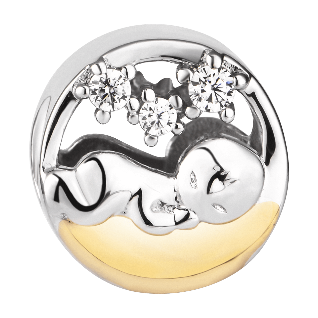 Hạt charm xỏ diy pnjsilver hình em bé ngủ 00xml060000