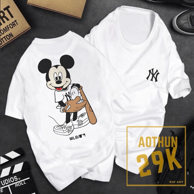 [HCM]ALBUM 675 - ÁO THUN BÓNG CHÀY MICKI NÂU PHỐI MLB