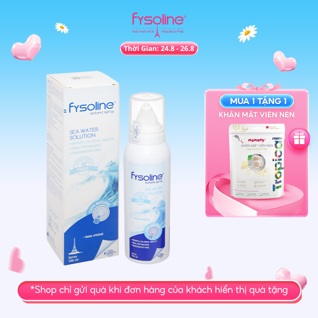 Xịt Nước Muối Biển Sâu Pháp FYSOLINE 100ml Vệ Sinh, Giữ Ẩm, Cân Bằng Sinh Lý Niêm Mạc Mũi
