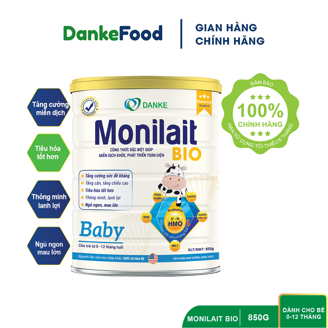 Sữa Monilait Bio Baby 850g - Tăng cường miễn dịch, hỗ trợ tiêu hóa