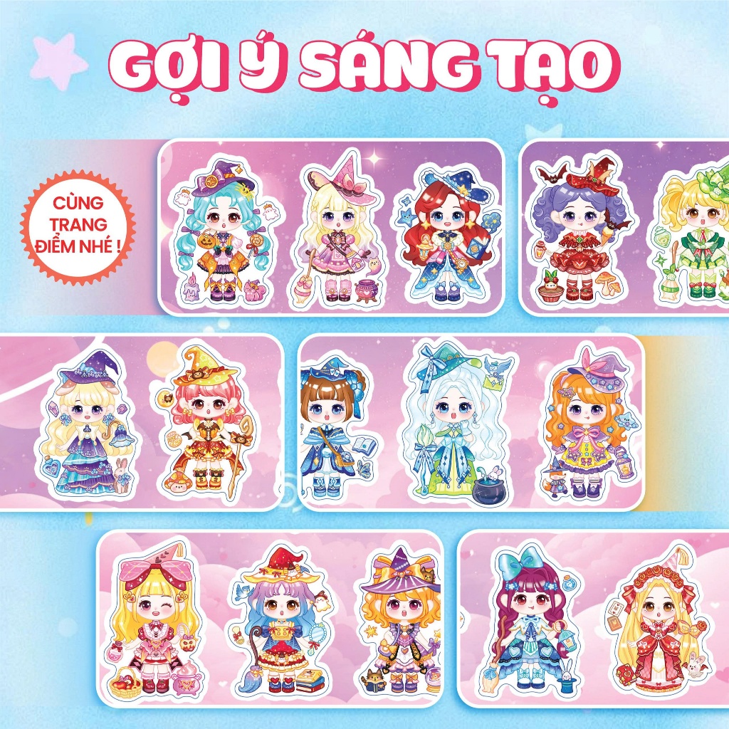 Sách - Magic Girls - Thời trang phép thuật (Tô màu và bóc dán hơn 160+ sticker sáng tạo cho bé gái)-26