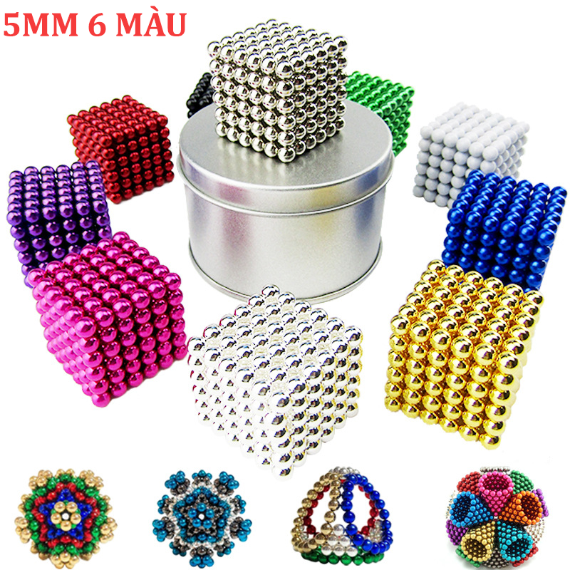 Đồ chơi bi nam châm tròn bucky ball 5mm 6 màu