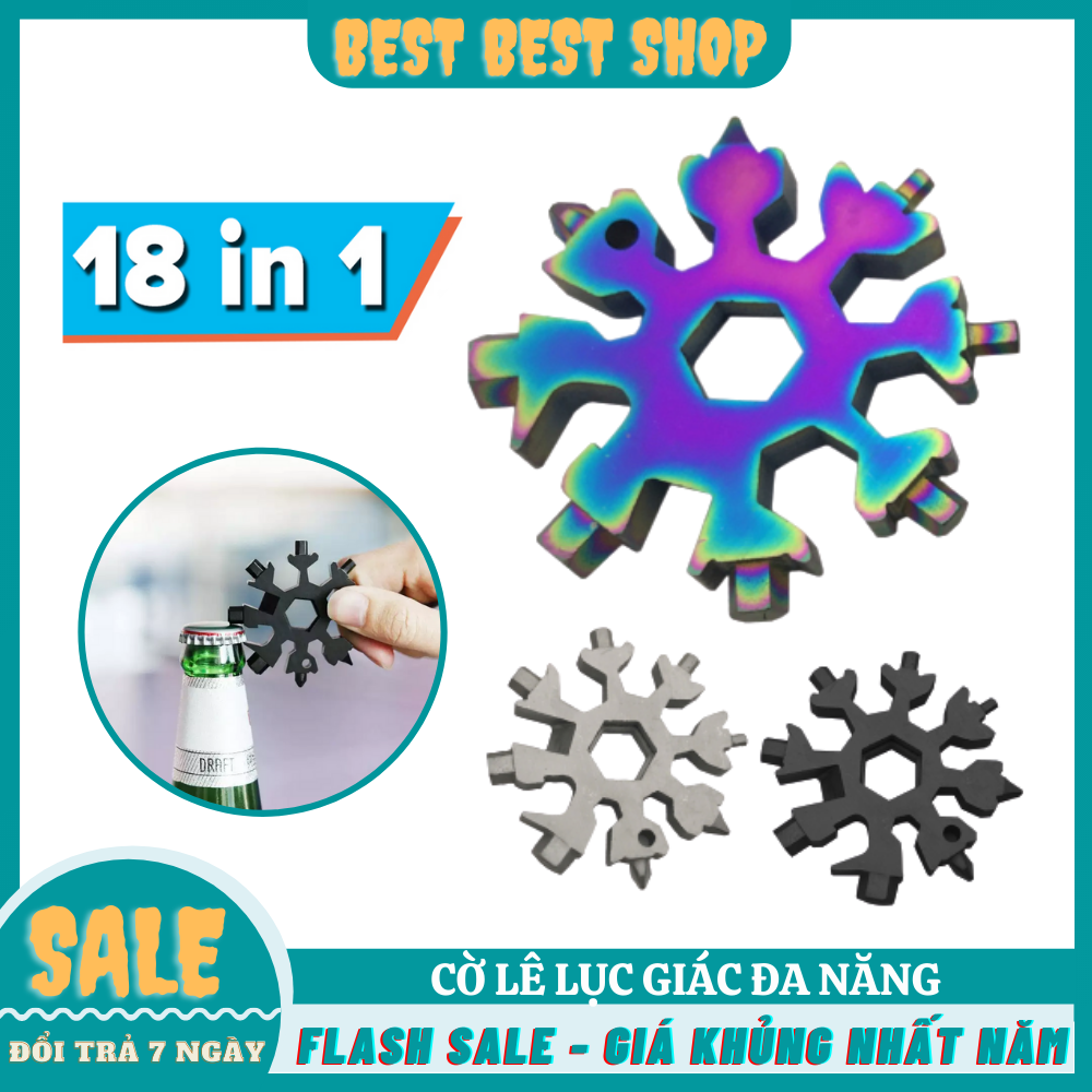 Cờ Lê Bông Tuyết Cờ Lê Đa Năng Đa Năng - Bộ Cờ Lê Lục Giác Đa Năng Tua Vít Mini 8 Đầu Đa Năng 18 In 1 Cờ Lê Đa Năng Hình Bông Tuyết Tích Hợp Cờ Lê, Đầu Lục Lăng, Tuốc Nơ Vít, Dụng Cụ Mở Nắp Chai, Mở Hộp