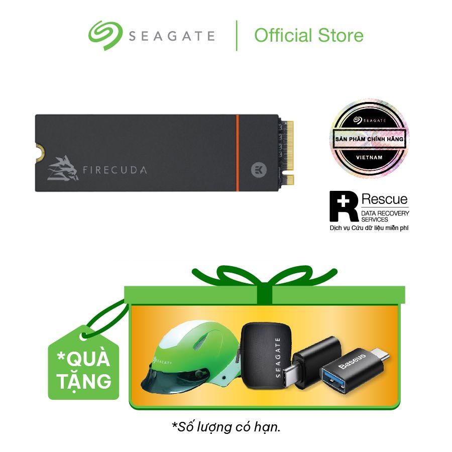 Ổ cứng gắn trong SSD Seagate Firecuda 530 1TB with Heatsink M.2 2280 + 1 Áo khoác Seagate + 1 Tấm lót chuột Seagate
