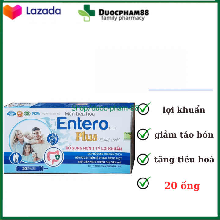 Men vi sinh giảm táo bón đầy hơi kích tiêu ăn ngon Enteromin - Hộp 20 ống men tiêu hóa cho bé men tiêu hoa men tieu hoa Men vi sinh men vi sinh biogaia dược phẩm 88