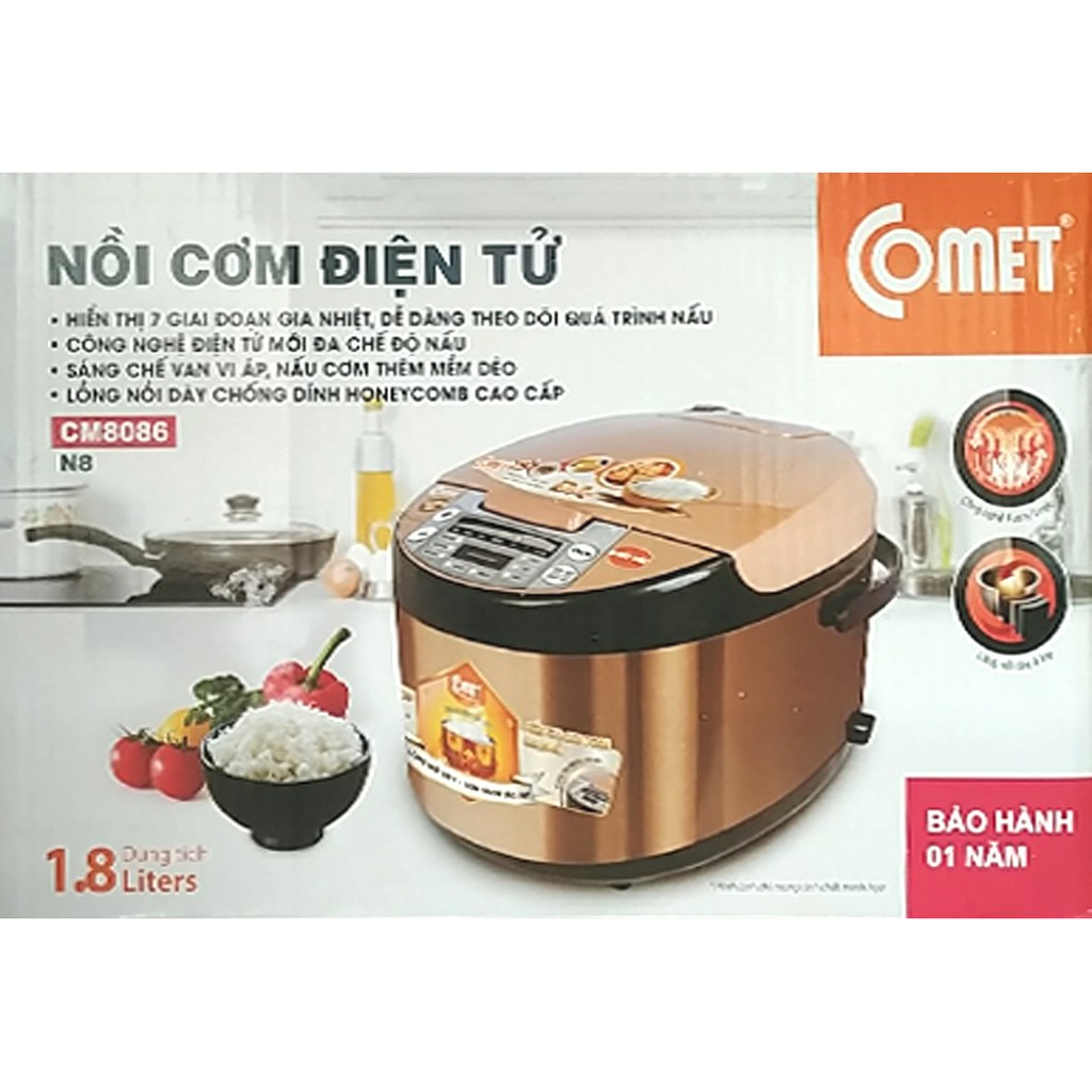 Nồi cơm điện tử comet cm8086n8 1.8 lít