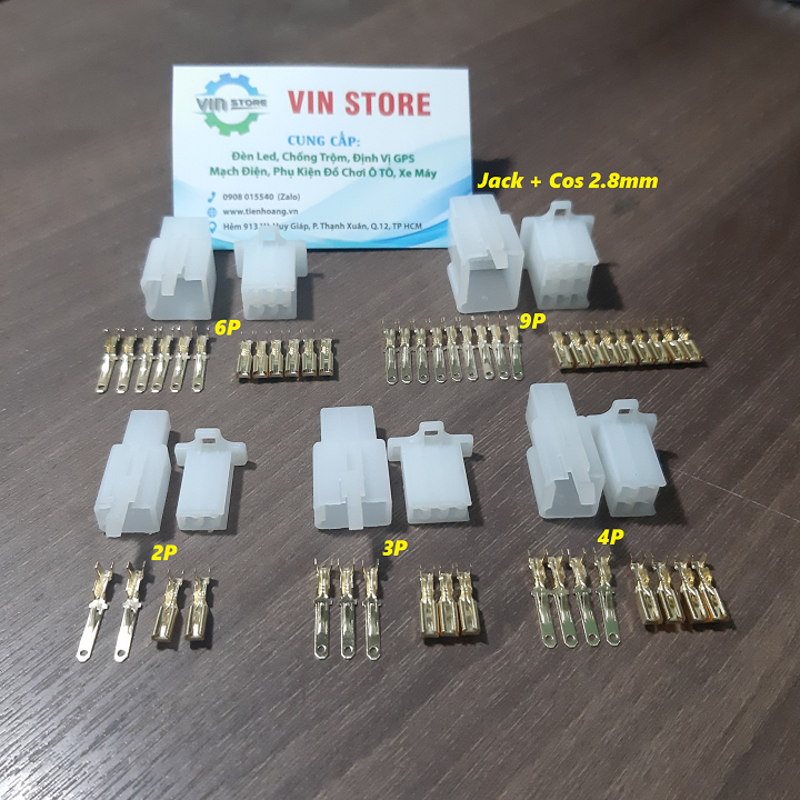 10 Bộ JACK nhựa + COS 2.8mm 2P, 3P, 4P, 6P, 9P (10 bộ/ bịch 1 kich cỡ)