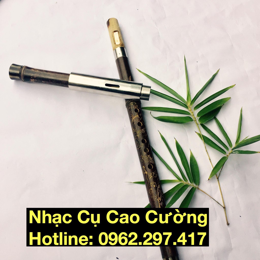 Sáo Mèo Tàu khắc Rồng khớp inox cao cấp