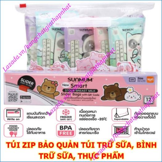 Túi zip Sunmum bảo quản sữa mẹ chính hãng Thái Lan - hộp 12 túi