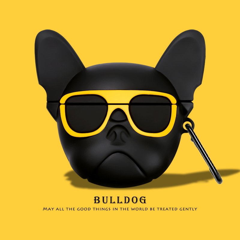 Case airpods 1/2/PRO Vali chó Bulli kính vàng siêu cool ngầu - Ốp tai nghe Airpods 1031CABKV