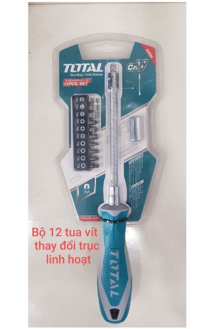 Bộ tuốc nơ vít thay đổi trục linh hoạt 12 chi tiết total tht250fl1206
