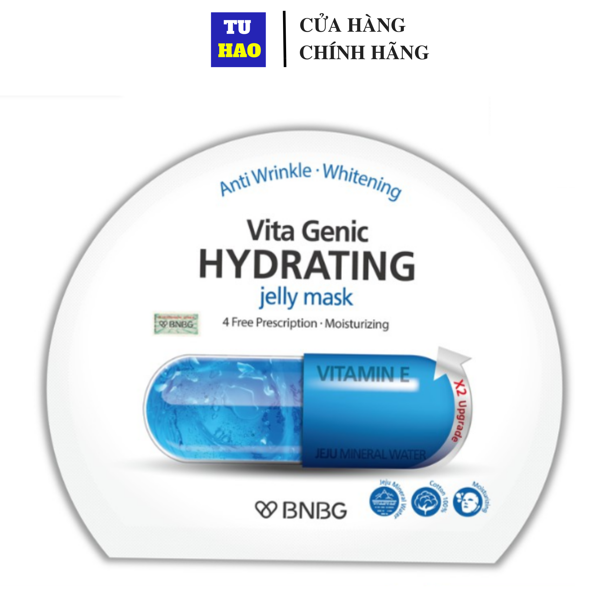 1 Miếng Mặt nạ giấy cấp nước dưỡng ẩm da mềm mượt, căng bóng BNBG Vita Genic Hydrating Jelly Mask (Vitamin E) 30ml x10