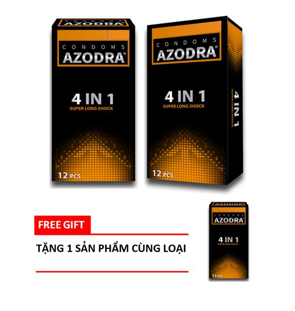 Combo 2 hop bao cao su azodra tổng hợp gân, gai, mỏng, kéo dài thời gian quan hệ .tang 1 hop cung loai.