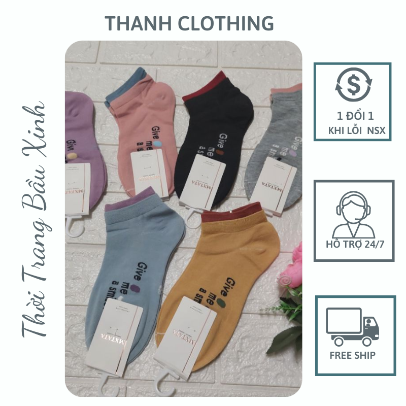 Tất chân Vớ chân cổ ngắn tai mèo Cotton co giãn 4 chiều mềm mịn