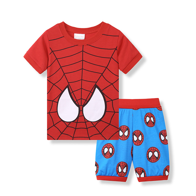 【Ready Stock】2pcs Kids Pajamas Set Summer Korean Style Cute Cartoon Printing Short Sleeves T-shirt Shorts Cotton Suit