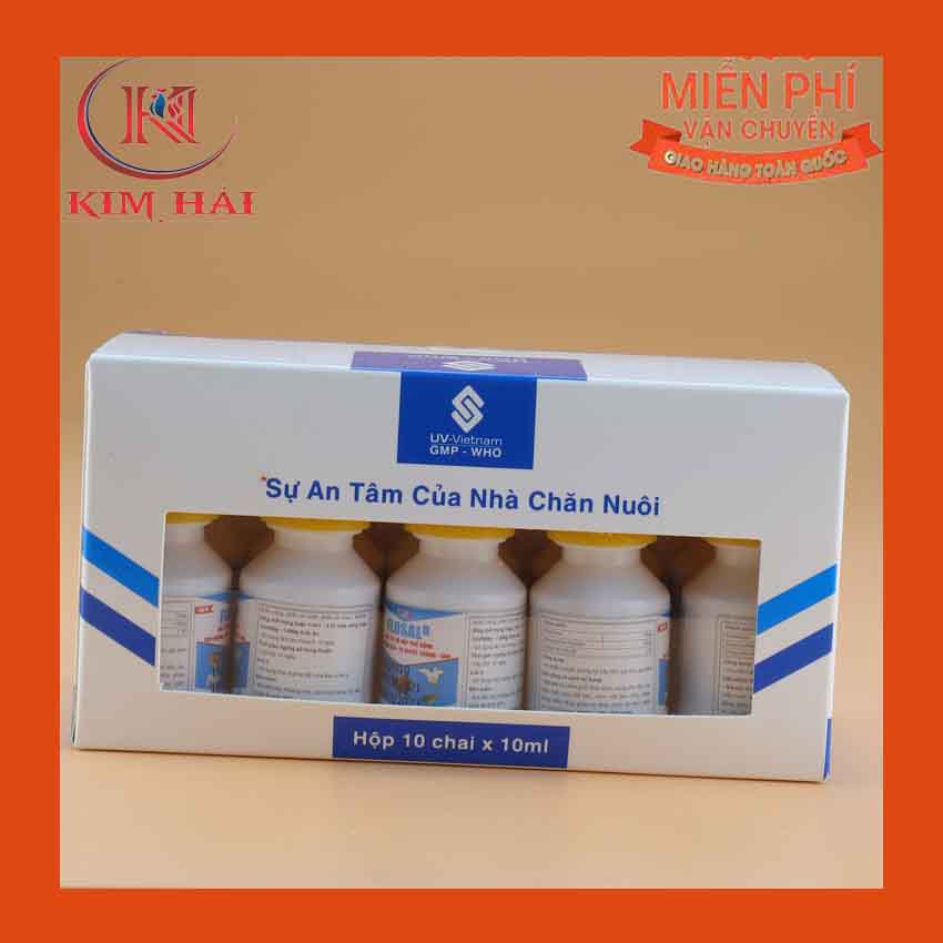 Flosal D-Uv [hộp 10 lọ x 10ml]-[dạng nhỏ]-đ/ặ/c t/r/ị hô hấp phổ rộng,crd,khò khè,tụ huyết trùng cho gà tơ,gà đá c/ự/c n/h/ạ/y,t/h/u/ố/c g/à đ/á h/i/ệ/u q/u/ả.