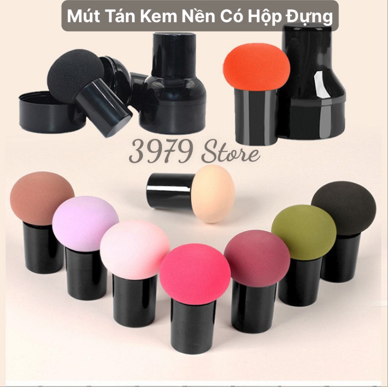 [HCM]Mút Tán Kem Nền Có Tay Cấm - Hộp Đậy