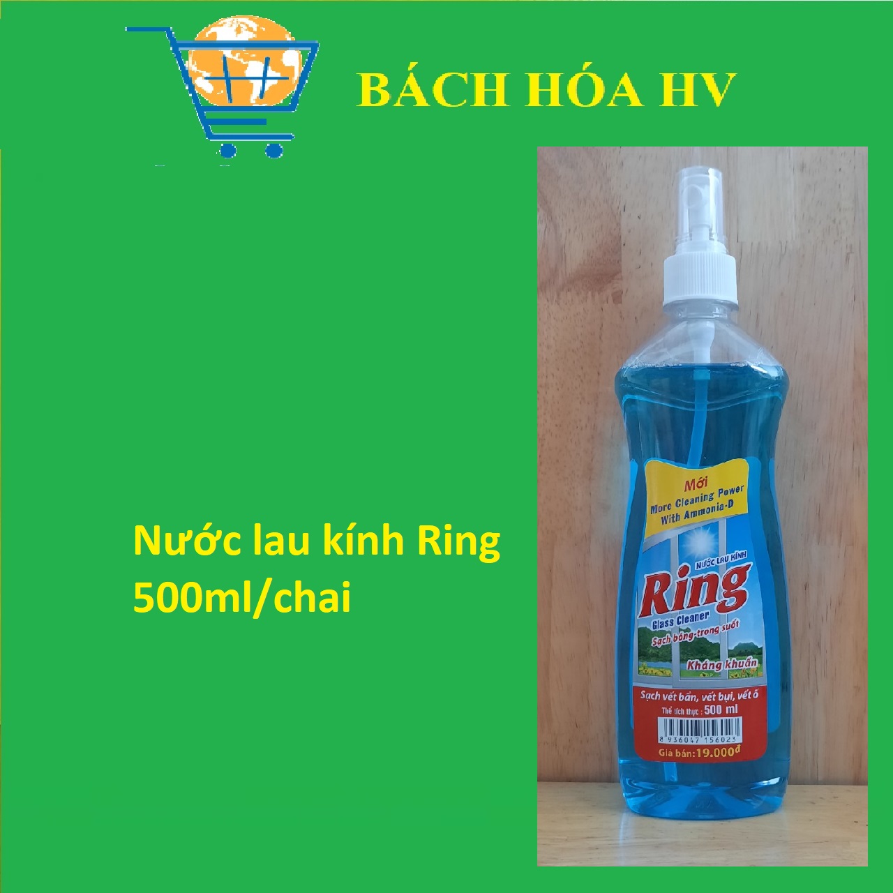 Nước lau kính ring 500ml/chai - bach hoa hv