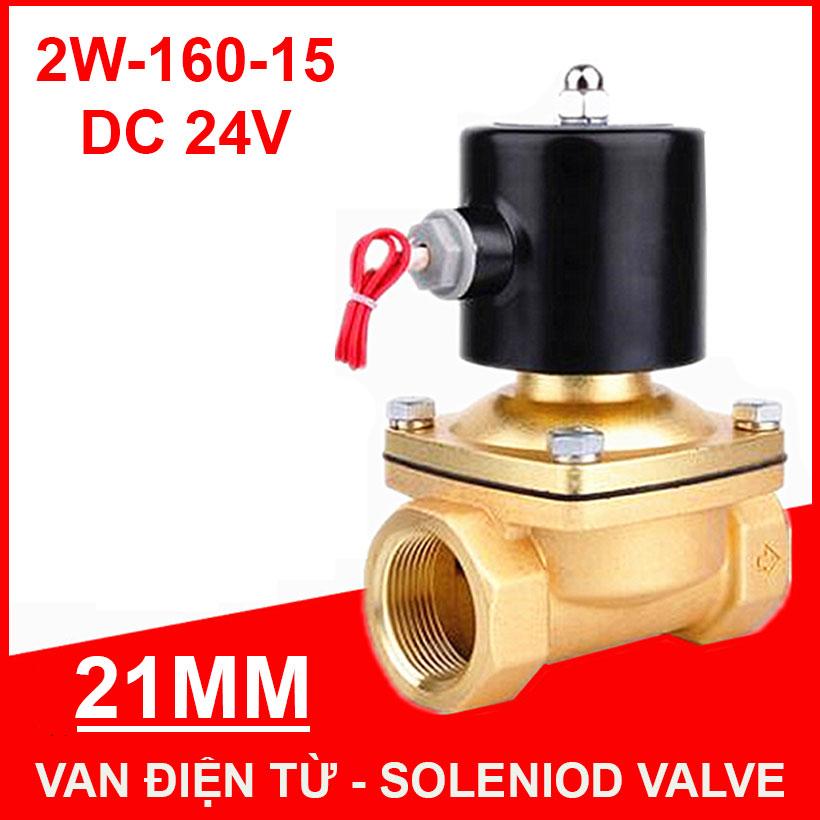 Van khóa mở nước bằng điện từ 24V 2W-160-15 ren 21mm