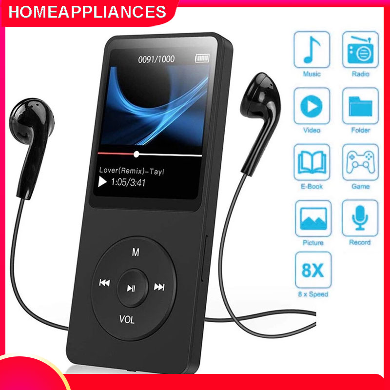 Máy nghe nhạc MP3 MP4 Bluetooth HiFi Loa nhạc thể thao MP4 Media FM Radio Ghi âm Ebook Reader Học sinh Walkman Hỗ trợ mở rộng thẻ TF