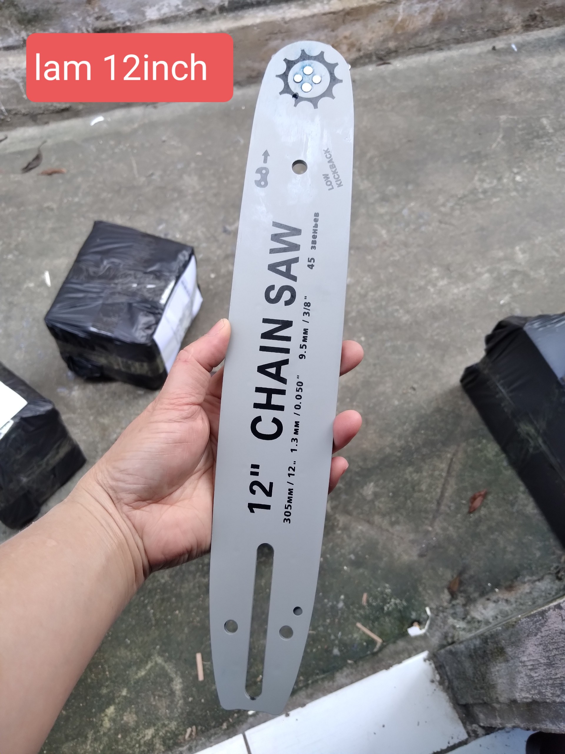 Lam và sợi xích 12inch dùng cho máy cưa pin hoặc cưa điện, phụ kiện máy cưa xích 12 inch dùng cho lam dài tối đa 34cm độ cắt 30cm