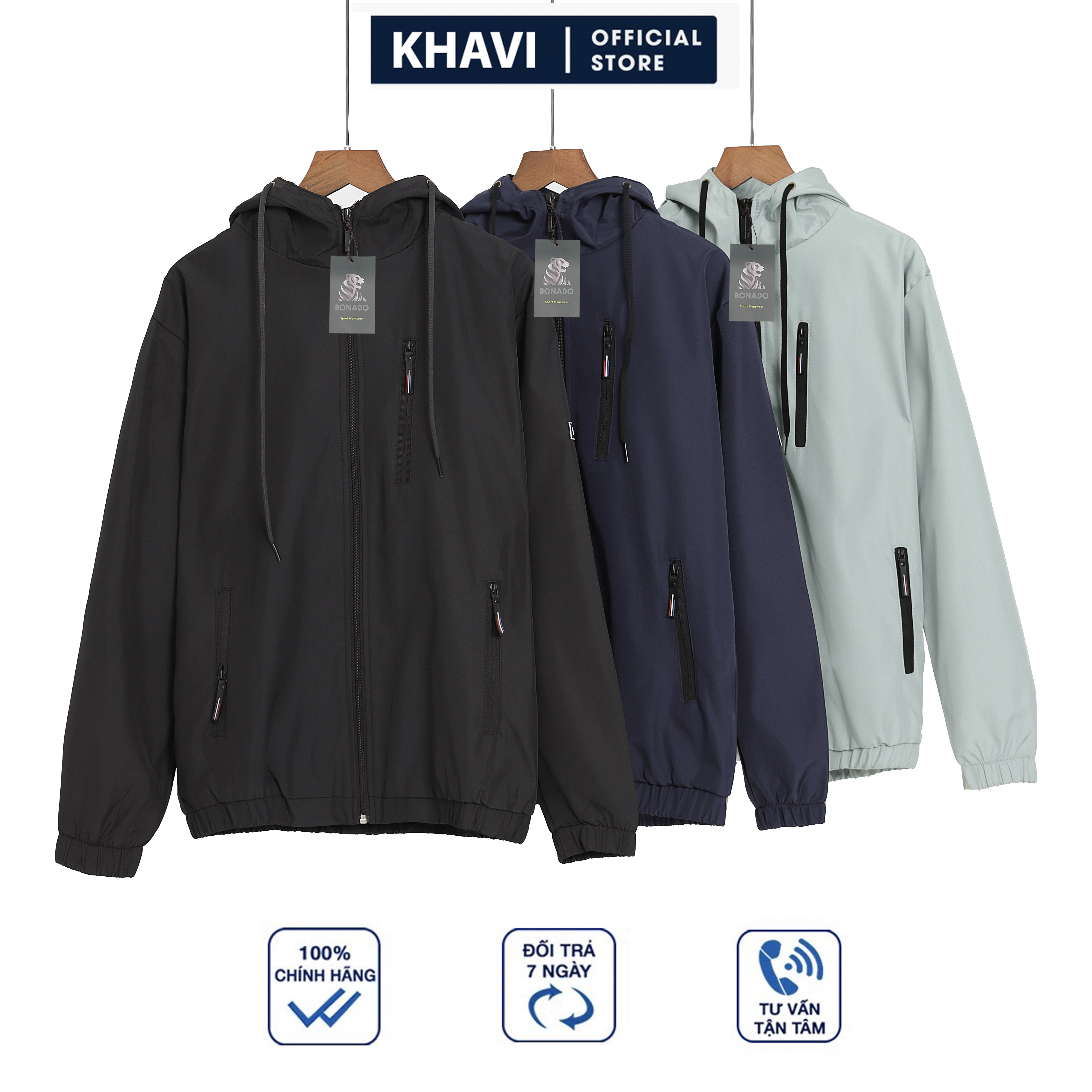 Áo Khoác dù nam có nón hàn quốc Khavi NB19