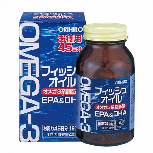 Viên dầu cá omega-3 orihiro epa&dha - tăng cường sức khỏe, 180 viên, - nhật bản
