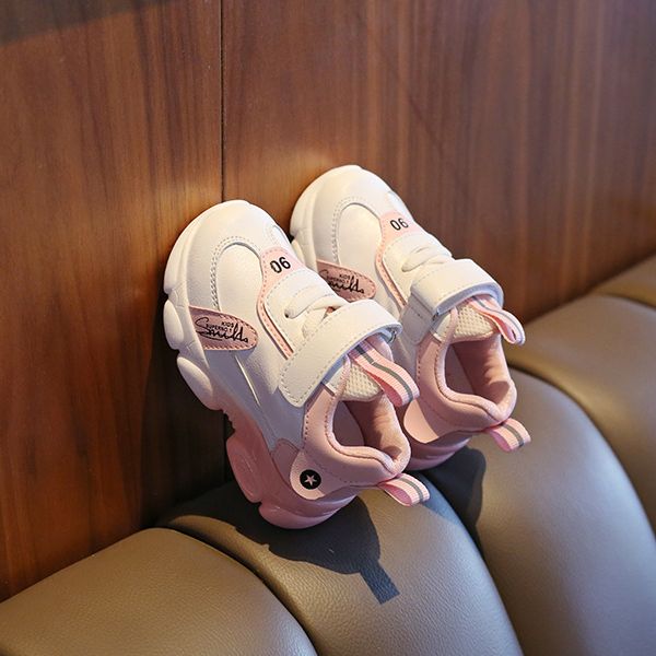 Giày cho bé gái thể thao cao cấp màu hồng thoáng khí, chất liệu PU siêu nhẹ dành cho bé 1-6 tuổi