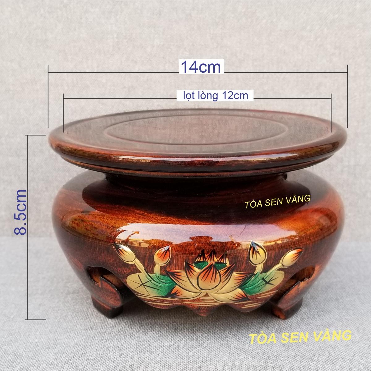 [HCM]Đế gỗ - Đế gỗ tròn đường kính lọt lòng mặt 12cm cao 8.5cm