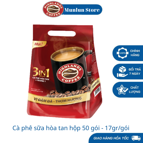[NEW] Cà phê hòa tan 3in1 Highlands Coffee Túi 50 gói - Hàng mới sản xuất