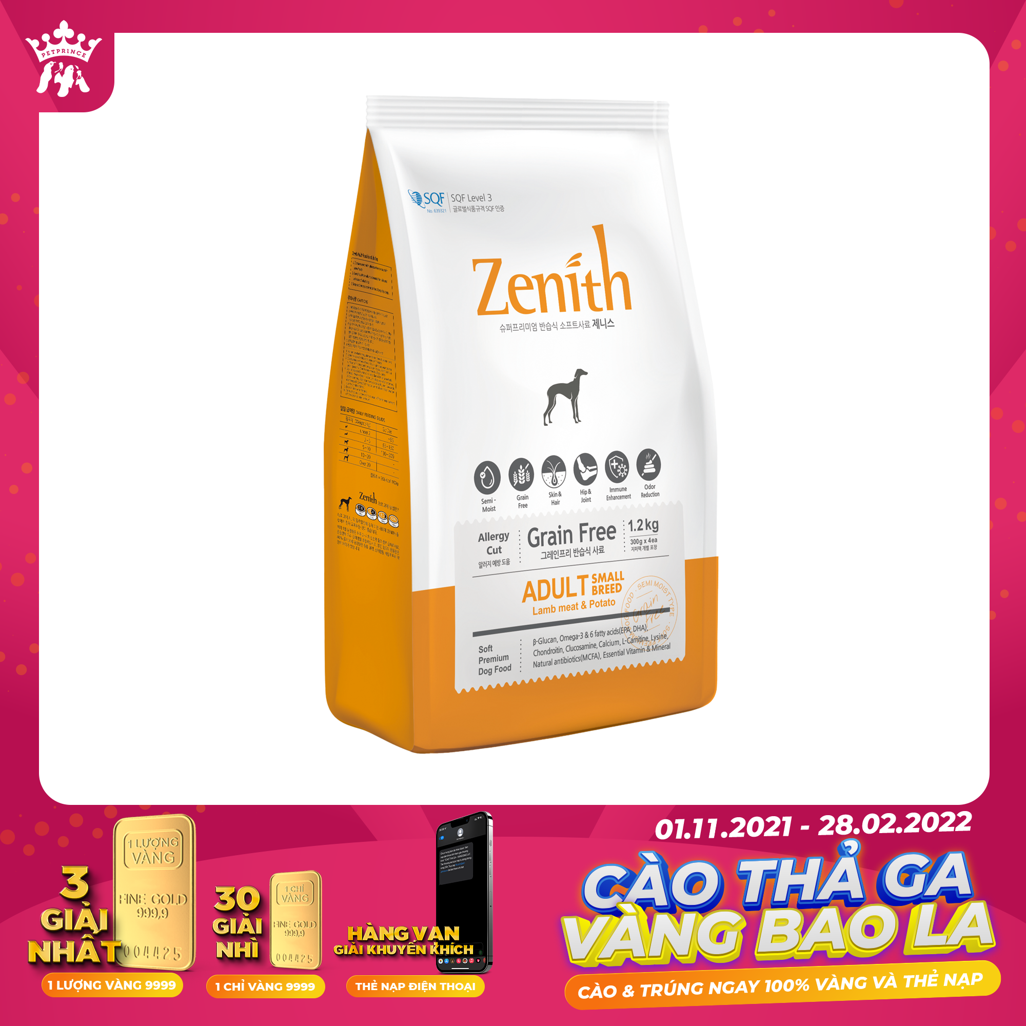 [HCM]ZENITH THỨC ĂN HẠT MỀM CHO CHÓ TRƯỞNG THÀNH - Giống Chó nhỏ small breed 3kg