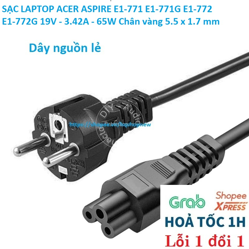 ️ SẠC LAPTOP ACER ASPIRE E1-771 E1-771G E1-772 E1-772G 19V - 3.42A - 65W Chân vàng 5.5 x 1.7 mm