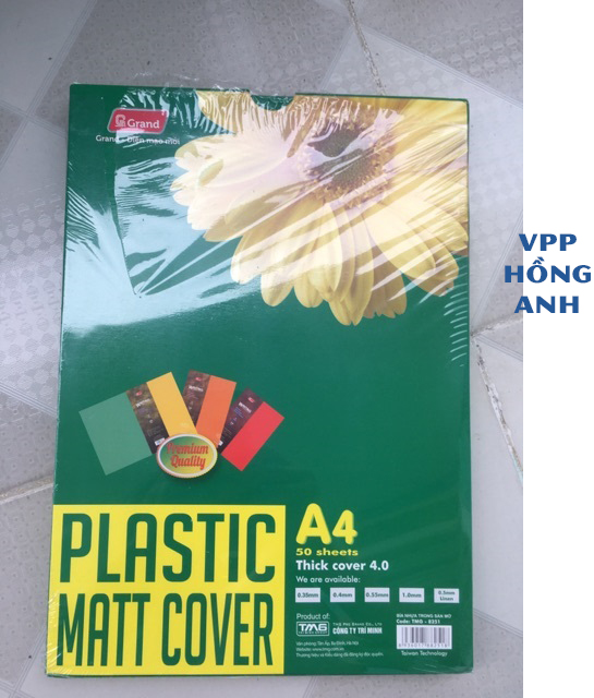 Bìa kiếng sần mờ 0,4mm dùng đóng sách A4 Plastic cover Pgrand