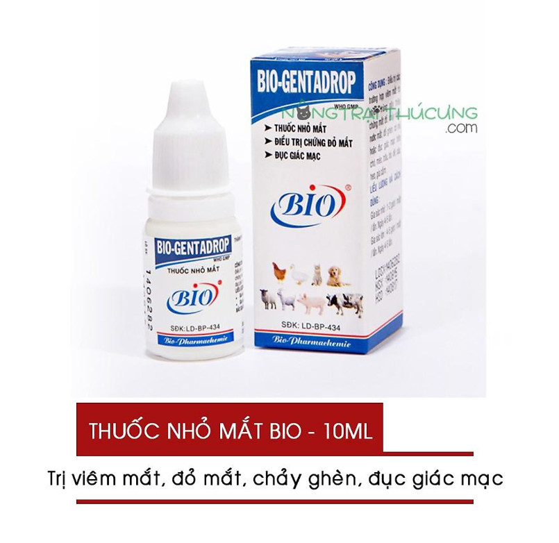 Nước nhỏ mắt cho chó mèo - trị viêm mắt - bio gentadrop 10ml - nông trại thú cưng
