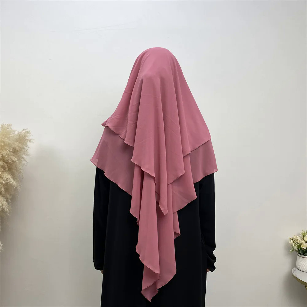 Ramadan Eid 2 Lớp Voan Hijab Khimar Hồi Giáo Abaya Turban Hijabs Cho Người Phụ Nữ Rắn Head Khăn Headwraps Hồi Giáo Thời Trang Turbans888