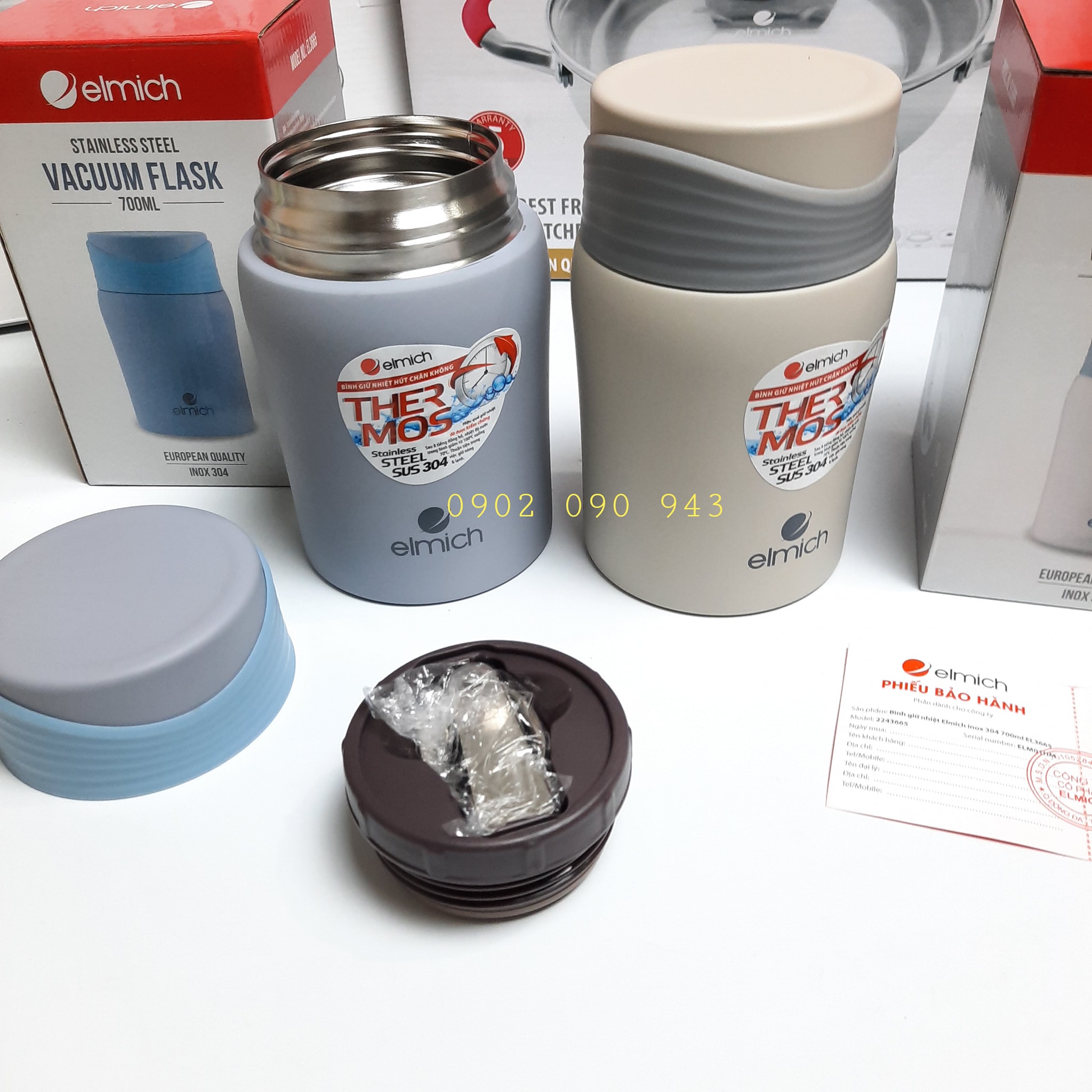 Bình ủ cháo giữ nhiệt elmich 700ml ,ca đựng thức ăn elmich inox 304 700ml 3665