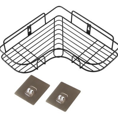 [ TẶNG GIỎ ĐỂ BỒN RỬA BÁT ] Kệ góc treo tường nhà tắm. nhà bếp dán tường chịu lực-Kệ góc. giá đỡ khung sắt treo dán góc tường siêu chắc (màu đen)