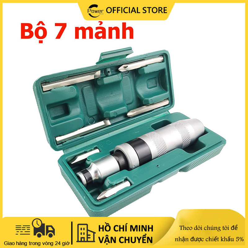 Bộ tô vít đóng đảo chiều,bộ tô vít đóng tự động đảo chiều cao cấp 7 chi tiết,6 đầu đóng chất liệu hợp kim thép và inox
