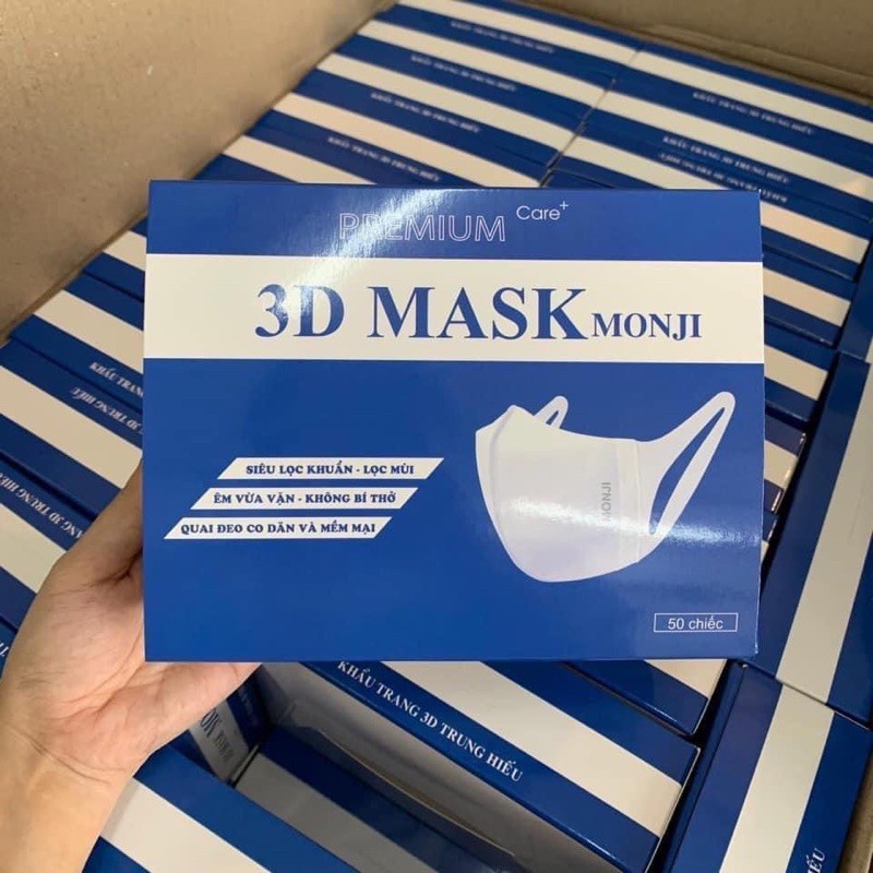 Hộp 50 chiếc khẩu trang 3D mask Monji kháng khuẩn