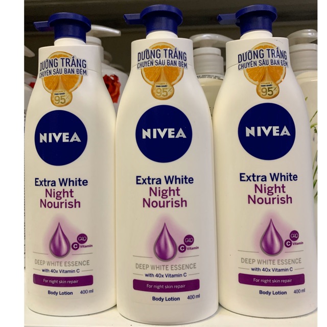 Sữa dưỡng thể trắng da nivea extra white ban đêm 350ml