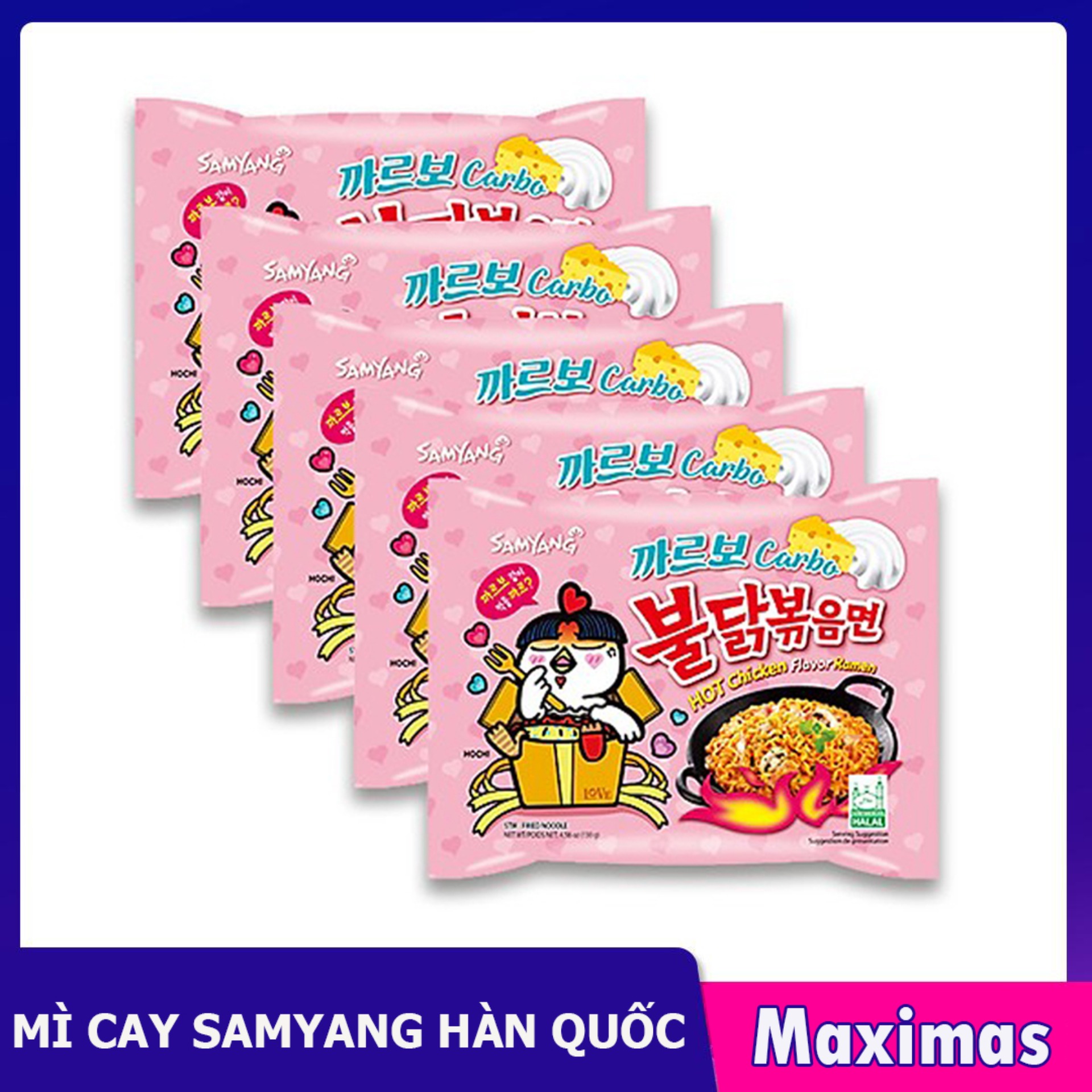 Mì cay Hàn Quốc phô mai hồng Combo 5 gói - Mỳ cay - Ăn vặt Hàn Quốc
